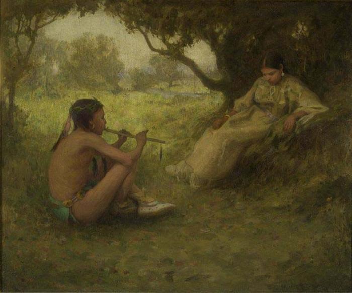 Eanger Irving Couse Lovers  Indian Love Song Sweden oil painting art